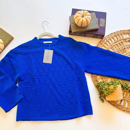 Royal blue quilted pullover