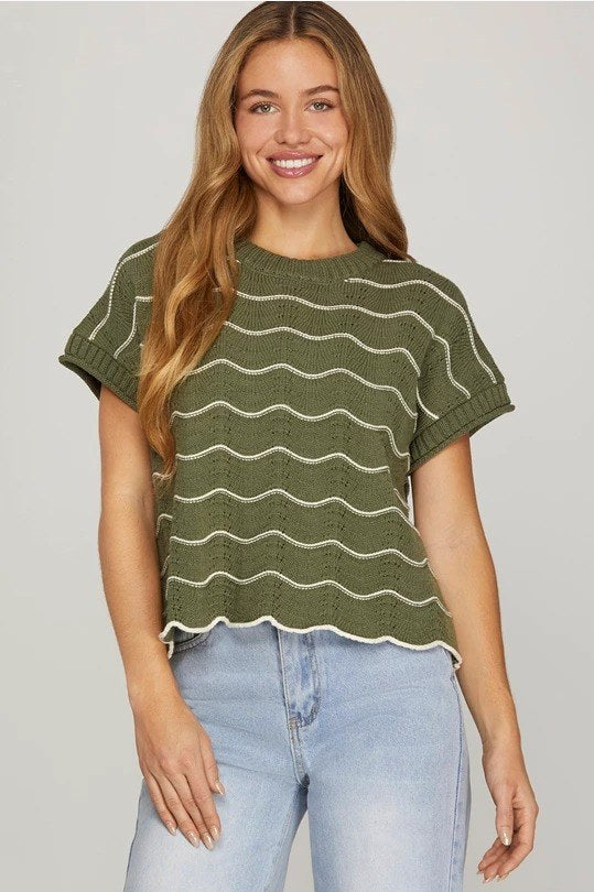 Scalloped Sweetheart Sweater