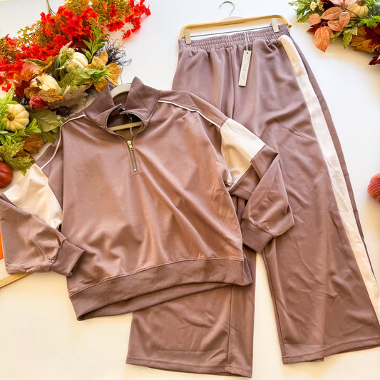Apple Picking Pants - Side Stripe Straight Knit Long Pants With Elastic Waistband And Pockets