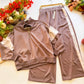 Apple Picking Pullover - Long Sleeve Half Zip Knit Pullover Top With Contrast Detail