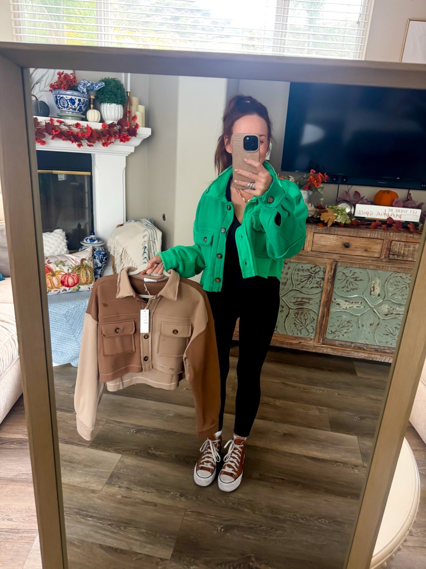 Apple Orchard Crop Shacket in mocha