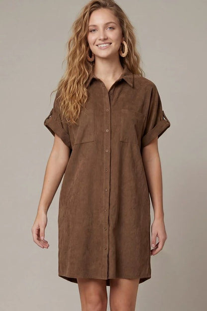 Suede Story Shirt Dress brown