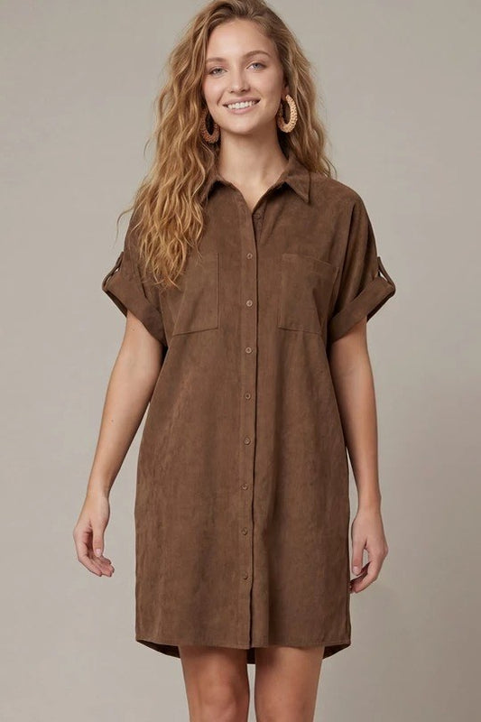 Suede Story Shirt Dress brown