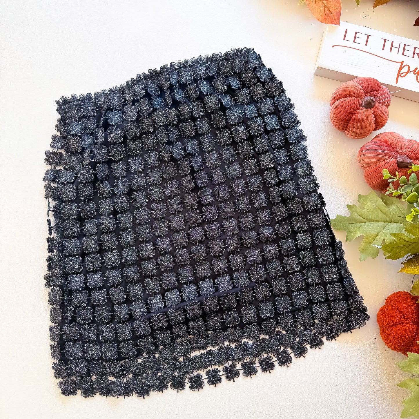 Sugar Plum Sparkle - Lurex Mixed Crochet Lace Skirt With Elastic Waist