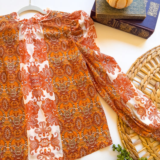 Spiced paisley puff sleeve blouse