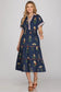 Wildflower Harvest navy midi dress