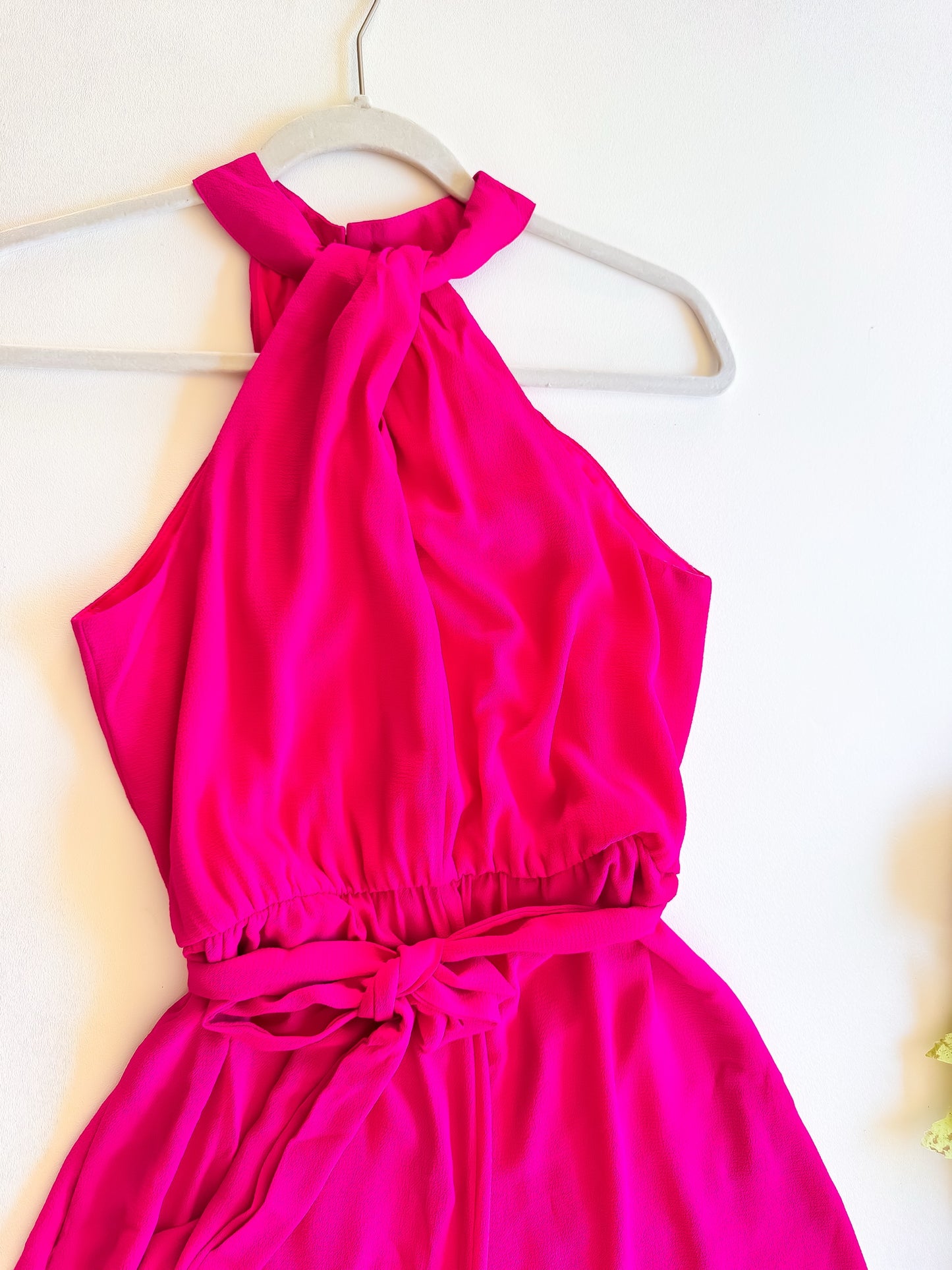 October Ever After halter jumpsuit close up