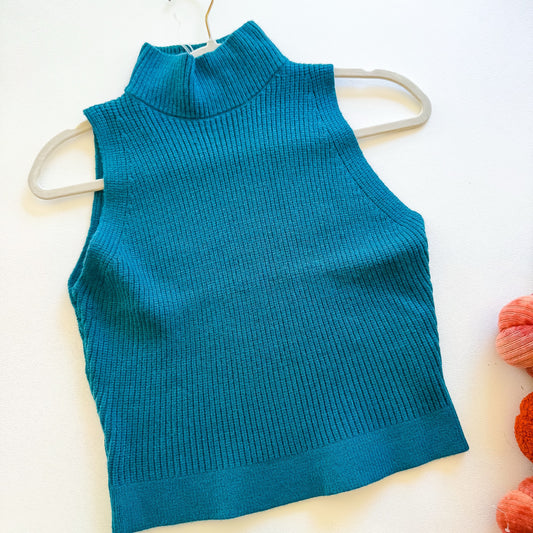 Leaves & Lattes - Mock Neck Knit Sweater Vest