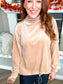 Sugar Cookie Tan Ribbed Velvet Mock Neck Pullover