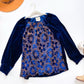 Umgee navy velvet burnout lace peasant blouse